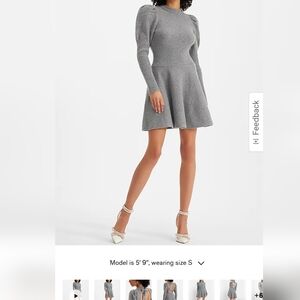 Express crew neck puff sleeves  satin tie back sweater dress